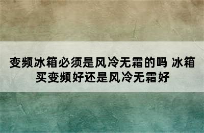 变频冰箱必须是风冷无霜的吗 冰箱买变频好还是风冷无霜好